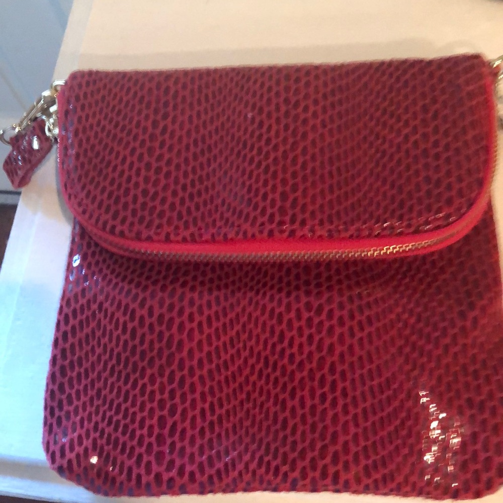 Beautiful snakeskin deep ruby clutch